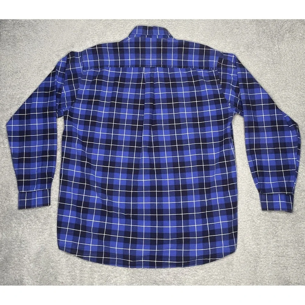 Cinch Button Up Shirt Men Large Blue Plaid 100% Cotton Western‎ Outdoor Classic